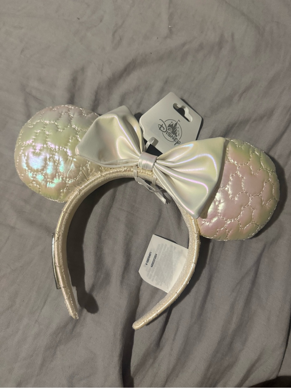 Disney Loungefly Iridescent Pearl Minnie Ears Headband with Satin Bow